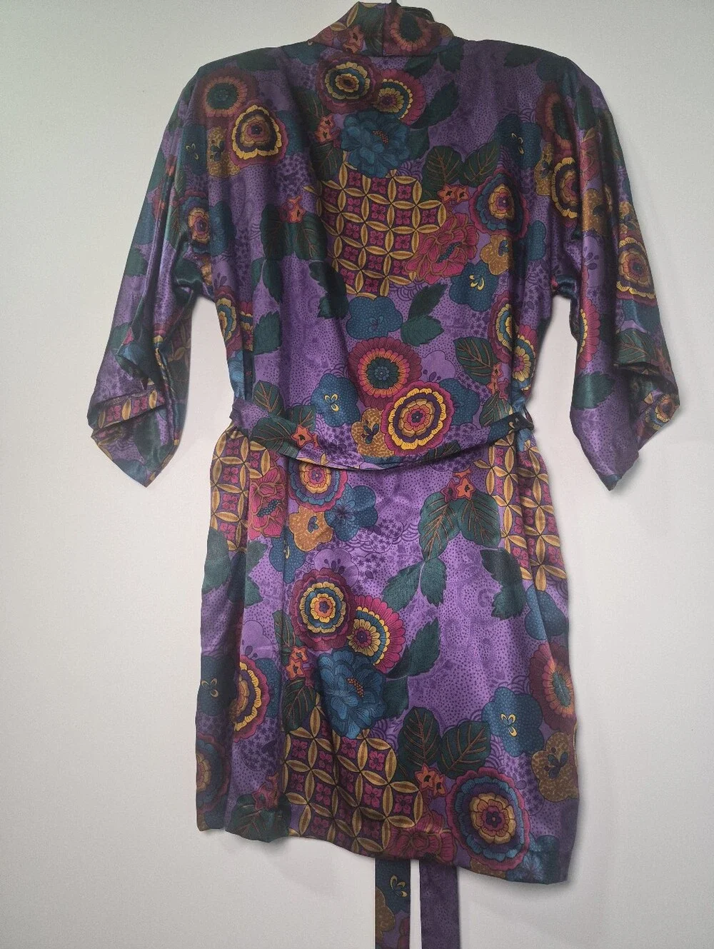 VTG 90s California Dynasty Padded Robe Romper Teddy Set Floral PS S